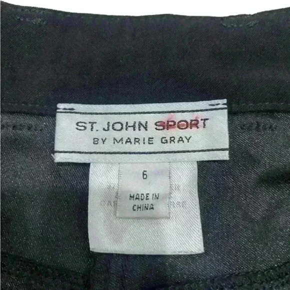 Vintage ST JOHN SPORT by Marie Gray Black Faux Suede Straight Pants Poly Blend 6 - Picture 2 of 12
